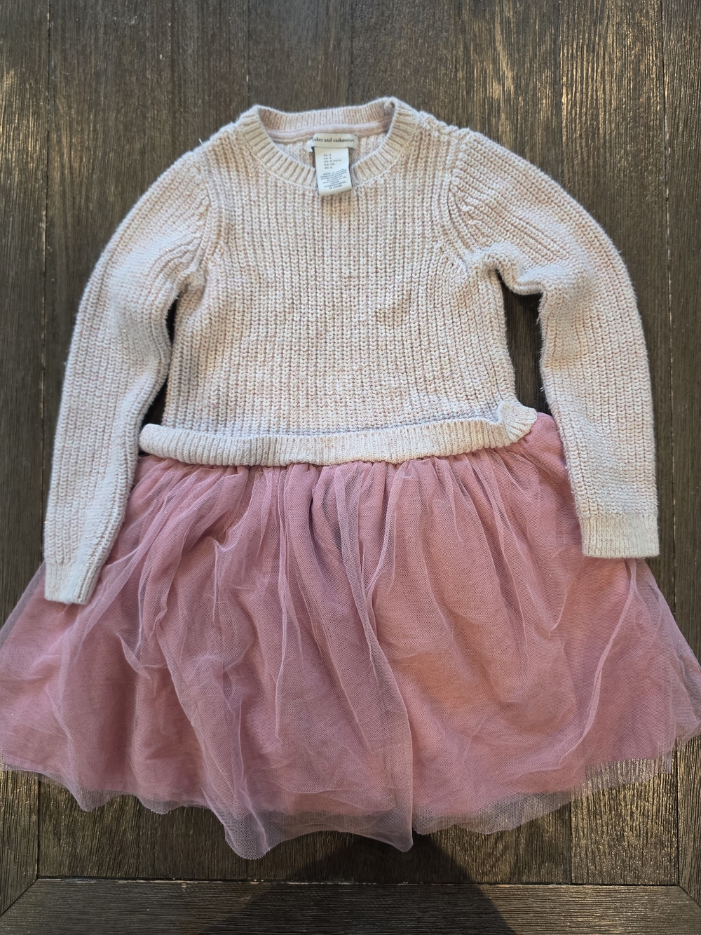 cupcakes & cashmere Pink Knit Sweater Tulle Skirt Dress